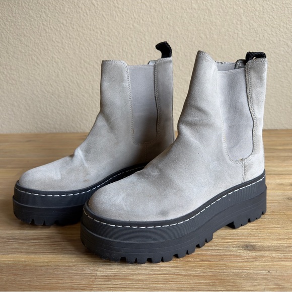 Marc Fisher LTD MLPAULINE Chelsea Leather Boots Slip On Women Size 7M Gray - Picture 2 of 13